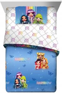 Детский комплект постельного белья Franco Rainbow High, 5 предметов: супермягкое одеяло, простыни и наволочка, размер Twin (100% официально лицензированный продукт)