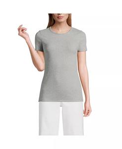 Футболка Petite с микро-ребрами Lands' End, серый