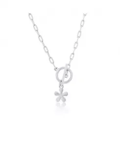 Серебряное ожерелье с подвеской-скрепкой в виде цветка Simona, silver