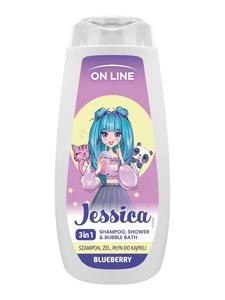 ON LINE KIDS Jessica 3в1 Шампунь, гель, жидкость для ванны - Черника 400 мл