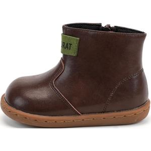 Детские кожаные ботинки для дошкольников QINUOSHU, Coffee (Winter Fleece-Lined)