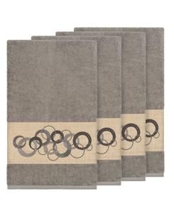 Набор банных полотенец Annabelle из турецкого хлопка, 4 предмета, с декоративной отделкой Linum Home, темно-серый