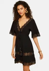 Кафтан-Платье прямого кроя с отделкой и кисточками. Love & Roses, Black