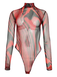 Боди с принтом David Koma, красный