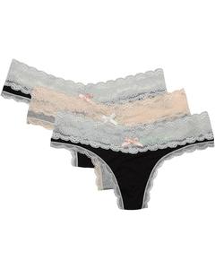 Стринги Honeydew Intimates Ahna Thong 3-pack, цвет Black Silver/Heather Grey Seashell/Black Silver