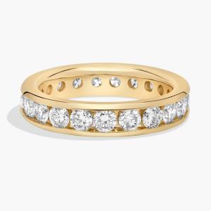 Кольцо-вечность с круглыми выращенными в лаборатории бриллиантами в канальной оправе из 14-каратного желтого золота (2 карата, два карата - FG / VS2-SI1) Blue Nile