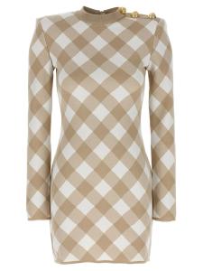 Платье в клетку виши BALMAIN, бежевый