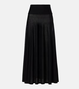 Расклешенная юбка макси из натуральной шерсти Alaïa, Noir Alaia
