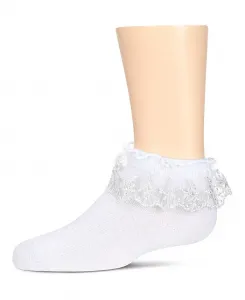 Маленькие девочки Step and Shimmer ажурные носочки с рюшами Memoi, белый