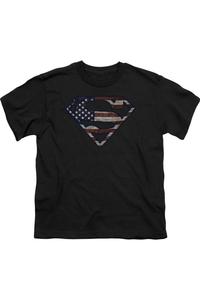 Футболка с флагом Superman в стиле "израненный" для детей Gildan, черный
