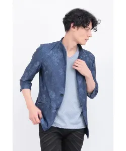 Куртка TORNADO MART HT с цветочным принтом, рукавами 3/4 и стойкой, цвет Navy