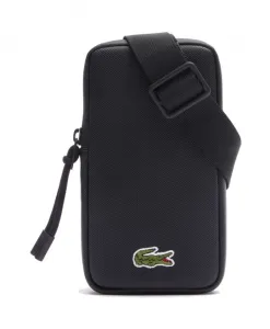 Городская сумка через плечо из крокодиловой кожи Lacoste, черный