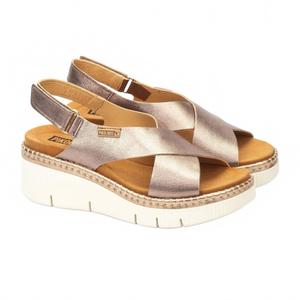 Women Gomera Wedge Sandal In Stone PIKOLINOS, Stone