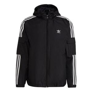 Куртка Men's adidas originals 3-Stripes Wb Casual Sports Woven Hooded Jacket Black, черный