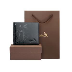 Кожаный визитник для денег с клипсой мужской черный AUGTARLION, черный [Кофейная коробка]