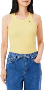 Женская футболка Lacoste с круглым вырезом, без рукавов, приталенная, классическая, Yellow