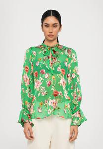 Блуза Alice + Olivia MORANNE TIE NECK RUFFLE SLEEVE, Green