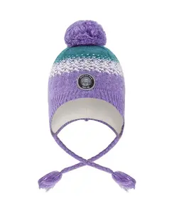 Вязаная перуанская шапочка для девочек с помпоном на подкладке - для малышек и для взрослых. Deux Par Deux, фиолетовый