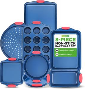 Набор противней для выпечки NutriChef с антипригарным покрытием, 8 шт, синий