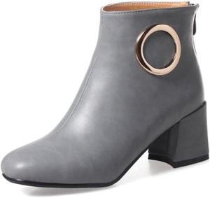 Женские ботильоны VOKLIN с квадратным носком, металлическим блеском, на застежке-молнии, с массивным средним каблуком, элегантные короткие ботинки, Gray Grey
