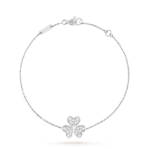 Браслет Van Cleef & Arpels Frivole, мини модель, белое золото 18 ct, бриллиант