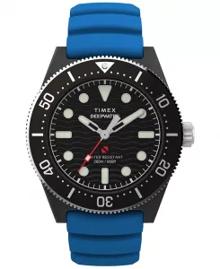 Мужские кварцевые аналоговые часы синего цвета из резины, 43 мм Timex, blue