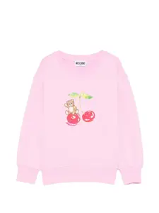 Свитшот с принтом вишни Moschino Kids, розовый