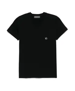 Футболка с V-образным вырезом и аппликацией в виде черной звезды Lorena Antoniazzi, черный