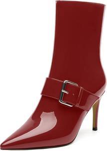 Женские ботильоны WAYDERNS на высоком каблуке, шпилька, заостренный носок, лакированные, молния сбоку, модные, сексуальные короткие ботинки, каблук 8,5 см, Burgundy