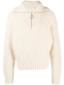 Джемпер с воротником на молнии AMI Paris, нейтральный
