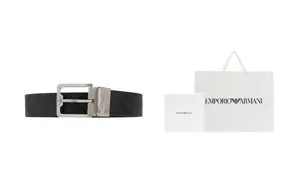 EMPORIO ARMANI Кожаный ремень с логотипом для делового стиля, Shopping Bag+Box