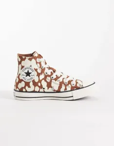 Коричнево-белые кроссовки Converse Chuck Taylor All Star Hi с коровьим принтом