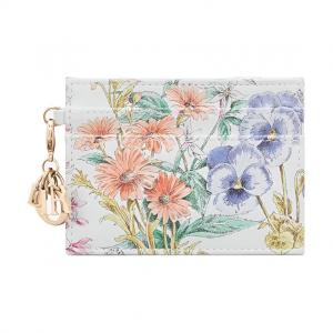 DIOR Женский картхолдер из коровьей кожи белый и разноцветный