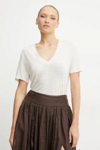 Льняная футболка Boss Orange, бежевый