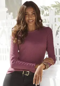 Рубашка Vivance с длинными рукавами и модным ажурным узором, цвет Beere