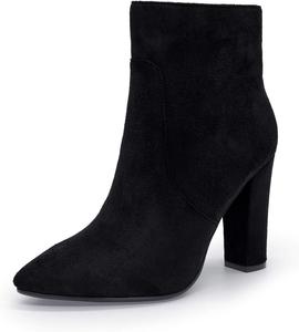 Женские модные ботильоны IDIFU с комфортным острым носком, высокими каблуками и боковой молнией, C Black Suede