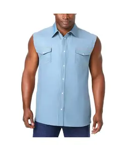 Большая и высокая вестернская рубашка на кнопках с мускулистым кроем KingSize, синий