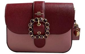 Сумка через плечо Gemma Canvas с кожаной отделкой маленькая квадратная, кросс-боди Coach розово-красная