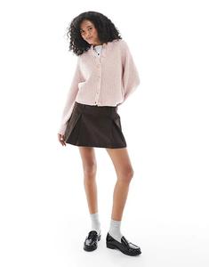 Кардиган New Look с круглым вырезом и рукавами реглан розового цвета