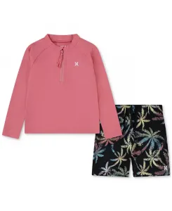 Детский комплект для плавания: топ-рашгард и шорты для мальчиков, 2 предмета Hurley, черный