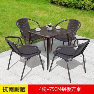 Комплект садовой мебели Green Water: 4 стула, стол квадратный алюминиевый 75 см