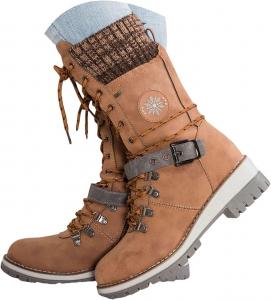 Женские ковбойские сапоги Dheva-C с широкой полнотой, плоской подошвой, средней голенью, мягкой формой, круглым носком из замши, ботильоны на осень и зиму, нарядная обувь, комфортные сапоги, Brown