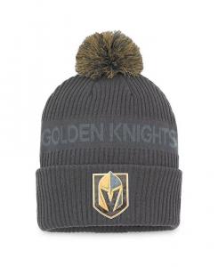 Мужская темно-серая вязаная шапка Vegas Golden Knights Authentic Pro Home Ice с манжетами и помпоном Fanatics, серый