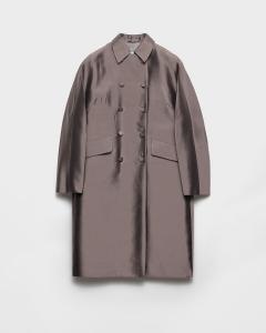 Двубортное пальто из шерсти и шелка Prada, серый