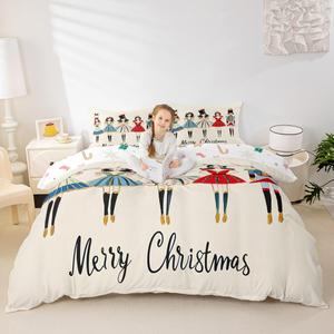 Erosebridal Комплект постельного белья с новогодним принтом и праздничным декором для детей и взрослых, Yellow Red Blue Black