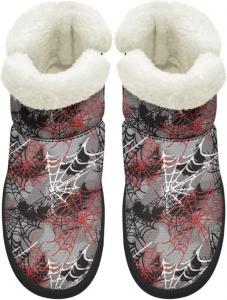 Женские ботинки босиком с широким носком, зимние снежные ботинки, теплые пушистые ботильоны с ЭВА подошвой для праздников Chririnla, Gothic Spider Web