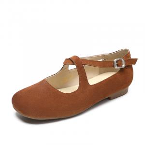ZHR Ультимативная коллекция кожаных балеток Мэри Джейн для женщин в желто-коричневом цвете, цвет Yellow Brown