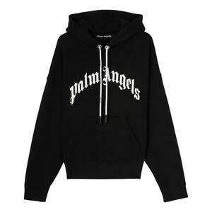 Толстовка curved logo hoodie 'black white' Palm Angels, черный
