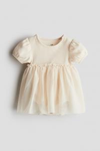 Платье-Боди с юбкой из тюля H&M, бежевый