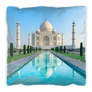 Подушка Wallario Premium, мягкая поверхность, с мотивом Тадж-Махала - мавзолея в Индии, размер: 40 х 40 см, с белой спинкой
